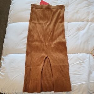 LAST CHANCE Boutique Camel Ribbed Knit Skirt